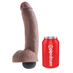 KING COCK - PENE REALÍSTICO EYACULADOR MARRÓN 22.86 CM