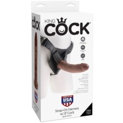 KING COCK - HARNESS CON PENE REALÍSTICO MARRÓN 20.3 CM