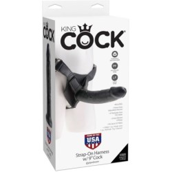 KING COCK - HARNESS CON PENE REALÍSTICO NEGRO 22.9 CM