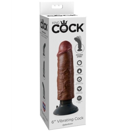 KING COCK - DILDO VIBRADOR MARRÓN 15.24 CM