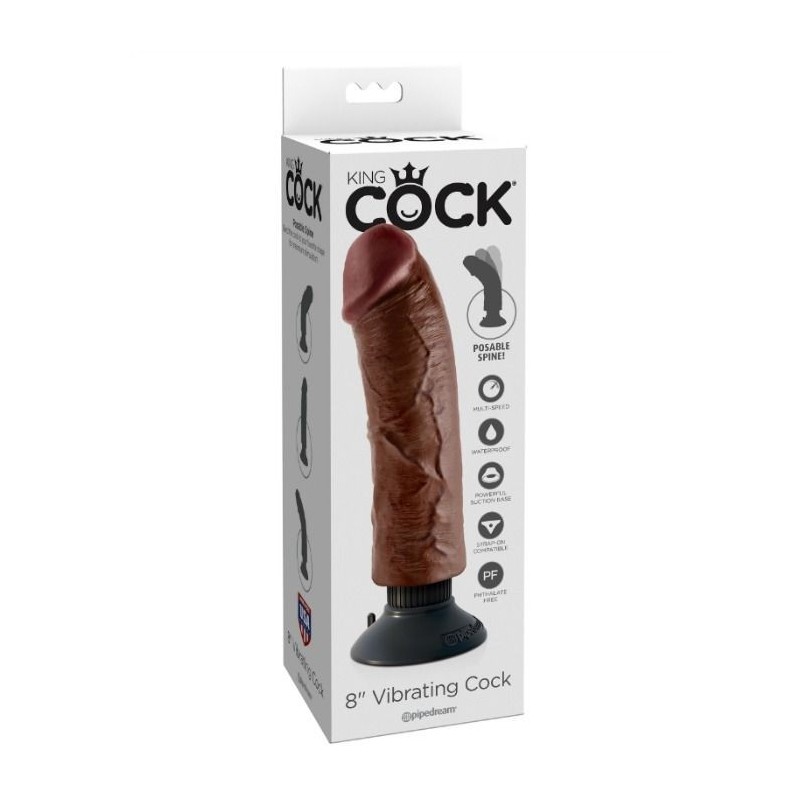KING COCK - DILDO VIBRADOR MARRÓN 20.32 CM