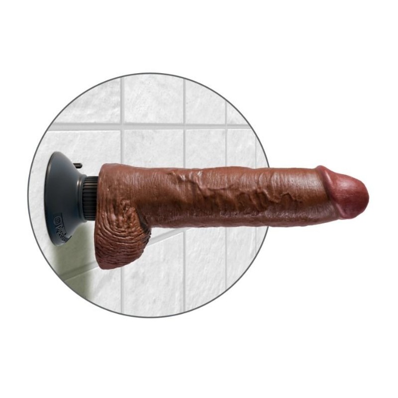 KING COCK - DILDO VIBRADOR CON TESTÍCULOS 25.5 CM COLOR MARRÓN