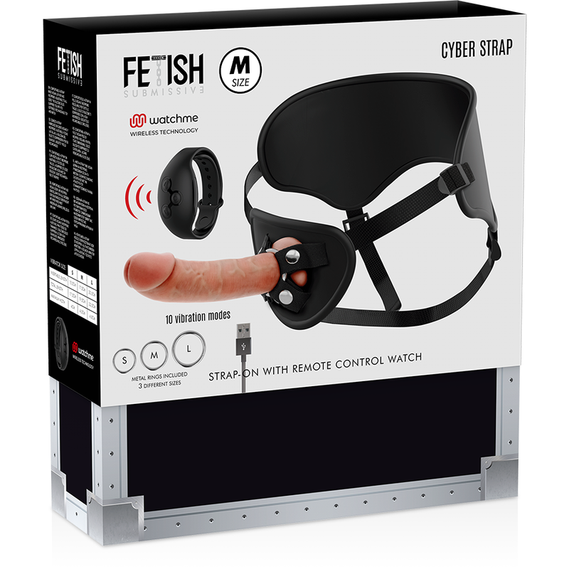 FETISH SUBMISSIVE CYBER STRAP - ARNÉS CON DILDO CONTROL REMOTO TECNOLOGÍA WATCHME M