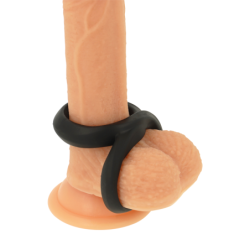 POWERING - SUPER FLEXIBLE Y RESISTENTE ANILLO PENE Y TESTÍCULOS  PR12  NEGRO