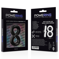 POWERING - SUPER FLEXIBLE Y RESISTENTE ANILLO PENE Y TESTÍCULOS  PR12  NEGRO
