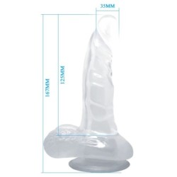 BAILE - DILDO REALÍSTICO CON VENTOSA Y TESTÍCULOS 16.7 CM TRANSPARENTE