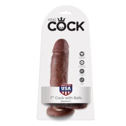 KING COCK - 7 PENE REALÍSTICO MARRÓN 17.8 CM