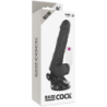 BASECOCK - VIBRADOR REALÍSTICO CONTROL REMOTO NEGRO CON TESTÍCULOS 19.5 CM -O- 4 CM