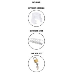 HIDDEN DESIRE - EXTREME JAULA DE CASTIDAD ACRÍLICA AJUSTABLE TRANSPARENTE