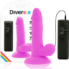 DIVERSIA - DILDO REALÍSTICO FLEXIBLE CON VIBRACIÓN MORADO 17 CM -O- 3.3 CM